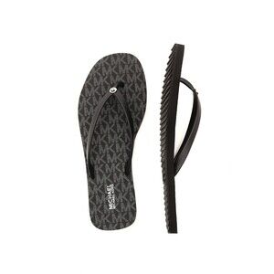 Michael Kors Womens 6 M Black Jinx Logo Flip Flop Sandals NIB FQ0